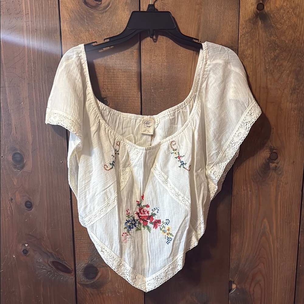 Embroidered Cream Women's Top
